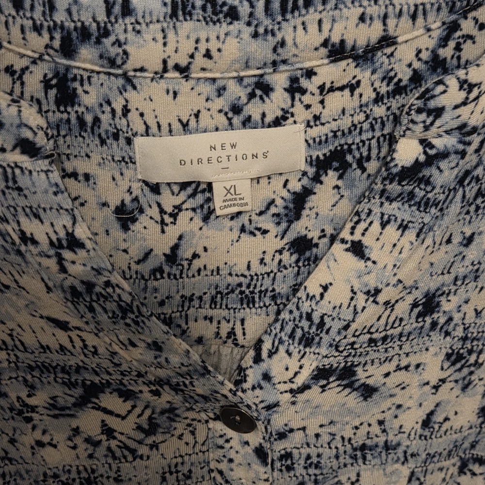 Blue and White Patterned Women's Top